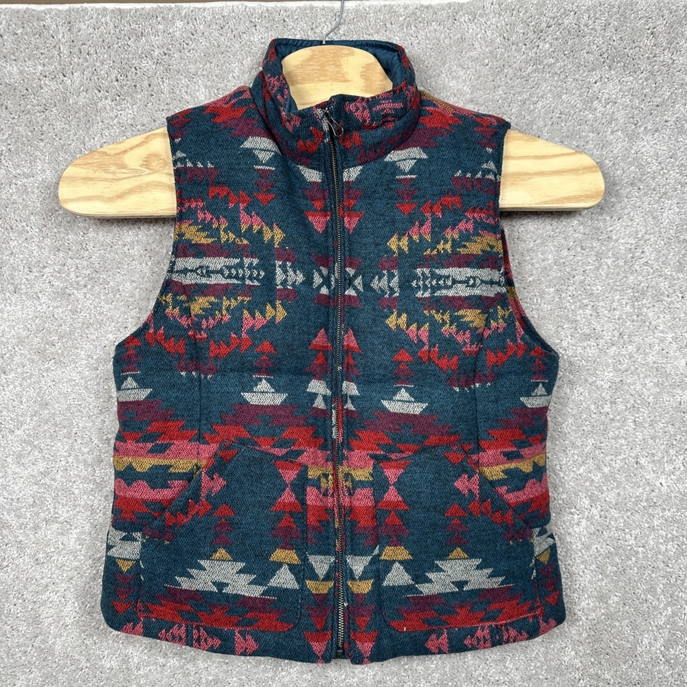 Vintage American Eagle‎ Aztec Puffer Wool Vest Southwest Tribal Thick Size Large